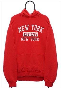 Vintage New York Souvenir Graphic Red Hoodie Womens