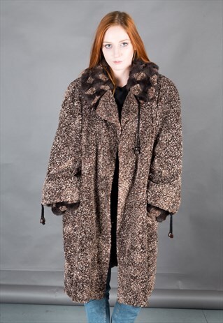 VINTAGE 80S LONGLINE FAUX FUR COAT