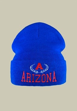 Arizona Varsity Embroidered Beanie Hat in Royal Blue