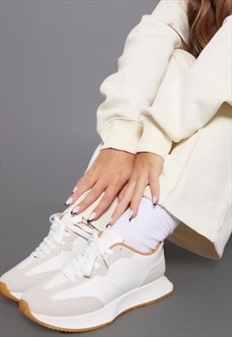 justyouroutfit Chunky Contrast Angled Sole Trainers White