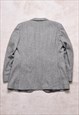 VINTAGE 80S ST MICHAEL GREY WOOL HERRINGBONE BLAZER JACKET 