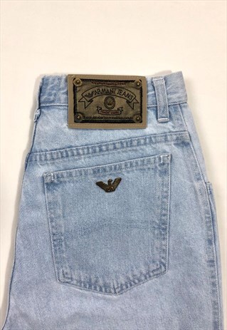 WOMENS VINTAGE 80S ARMANI JEANS BLUE MOM STYLE HIGH WAISTED