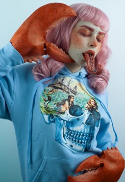 Mermaid Skull Blue Hoodie