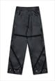 FAUX LEATHER TROUSERS CARGO POCKET RUBBER PANTS IN BLACK