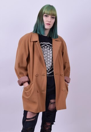 VINTAGE 80'S TAN BOYFRIEND BLAZER COAT JACKET SIZE MEDIUM