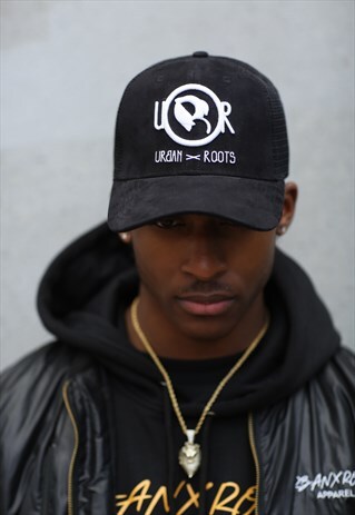 BLACK SUEDE TRUCKER HAT