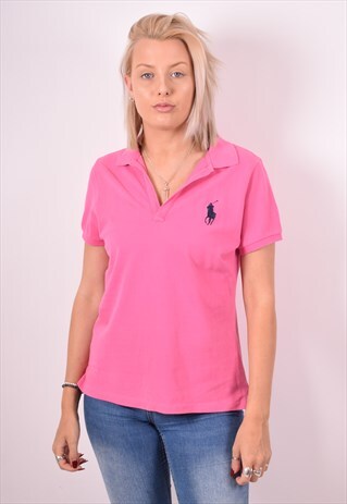 RALPH LAUREN WOMENS VINTAGE POLO SHIRT LARGE PINK 90S