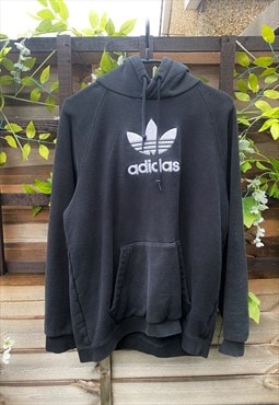 Retro Adidas Y2K black embroidered hoodie medium 