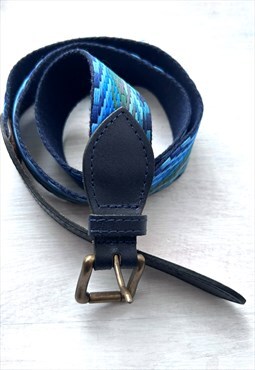 vintage 70s Aztec Boho Blue Belt 