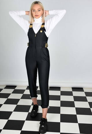 VINTAGE BLACK AND GOLD ELLESSE JUMP SUIT