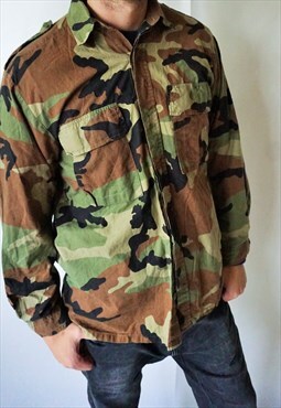 Vintage Camouflage Military Field Shirt Top Jacket Army