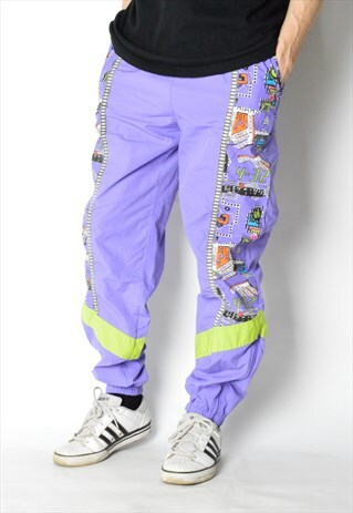 VINTAGE 90S PURPLE COLOURFUL SPORTS PANTS