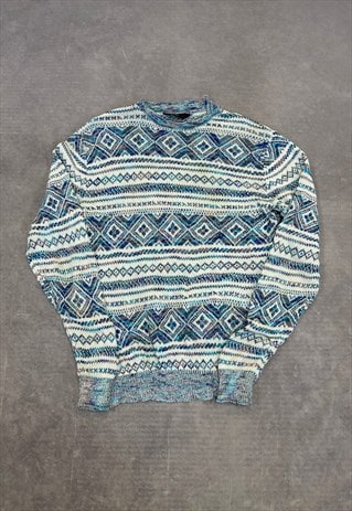 VINTAGE KNITTED JUMPER ABSTRACT PATTERNED KNIT SWEATER