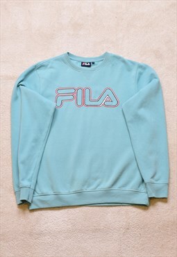 Vintage Fila Mint Green Spell Out Embroidered Sweater