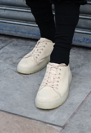 VINTAGE DR MARTENS CREAM SUEDE TRAINERS