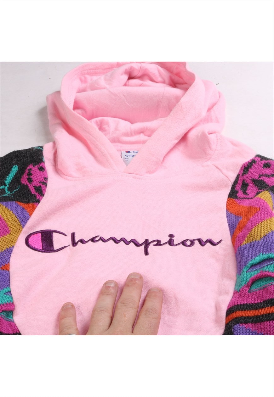 Champion pink outlet hoodie junior