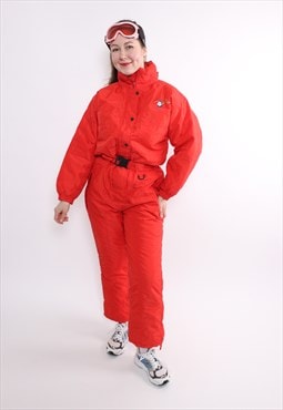 90s one piece ski suit, vintage ski jumpsuit, red snowsuit