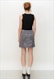 VINTAGE Y2K ICONIC SKATER GIRL CARGO MINI SKIRT IN COIN GREY