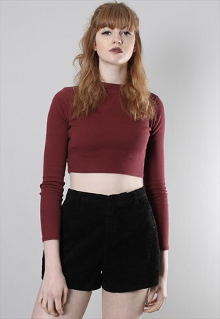 VINTAGE 90S BLACK CORD HIGH WAISTED SHORTS
