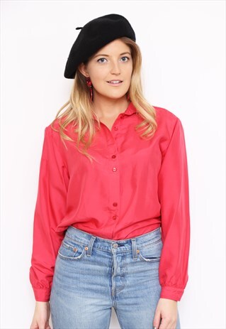VINTAGE 90S PINK SILK SHIRT