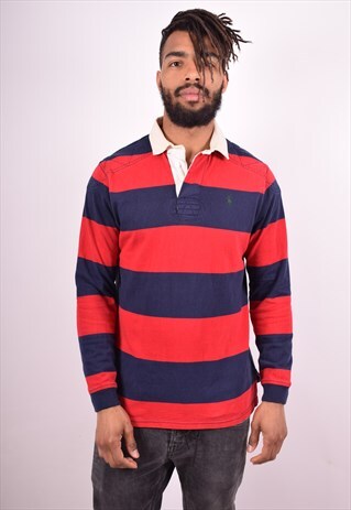 POLO RALPH LAUREN MENS VINTAGE POLO SHIRT LONG SLEEVE MEDIUM