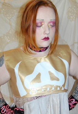Gold And Pink Faux Leather Pig Crop Top Punk Grunge L/XL
