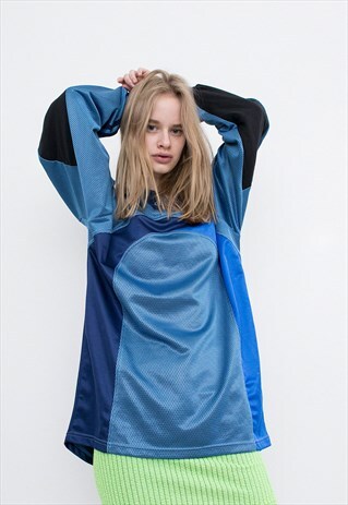 VINTAGE ADIDAS LONG SLEEVED TOP BLUE SPORTSWEAR UNISEX Y2K