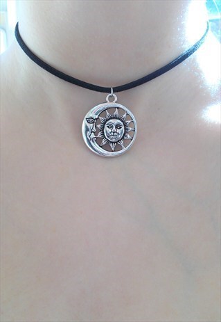 SUN AND MOON CHOKER - BLACK CHOKER NECKLACE
