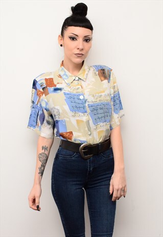 VINTAGE 90'S INDIE FOLK PATTERNED OVERSIZED SHIRT