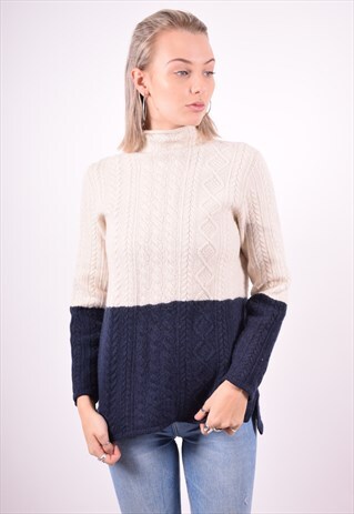 LACOSTE WOMENS VINTAGE JUMPER SWEATER MEDIUM WHITE 90'S