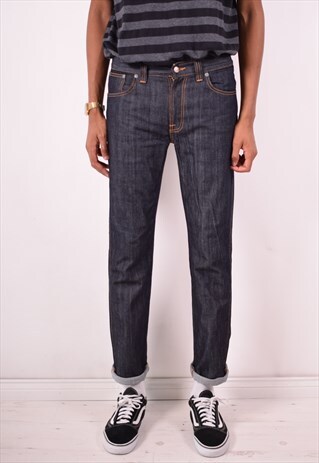 NUDIE JEANS MENS VINTAGE JEANS W32 L32 BLUE 90S
