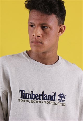 GREY TIMBERLAND EMBROIDERED SWEATSHIRT