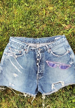 Vintage Levi's Distressed Button Fly  Blue Mom Shorts