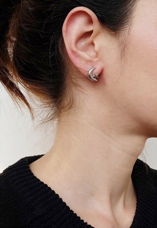 MOON STERLING SILVER EARRING