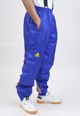 VINTAGE ADIDAS 90'S SHELL TROUSERS WITH SUSPENDERS