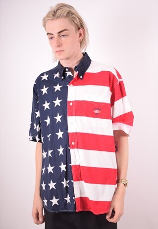 MENS VINTAGE USA SHIRT LARGE MULTI 90S