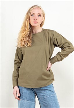 Vintage 80s Military Smock Shirt in Green