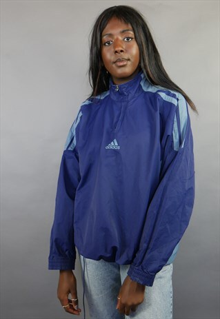 BLUE ADIDAS 1/4 ZIP PULLOVER WINDBREAKER