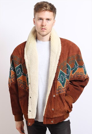 VINTAGE AZTEC NAVAJO FLEECE LINED JACKET