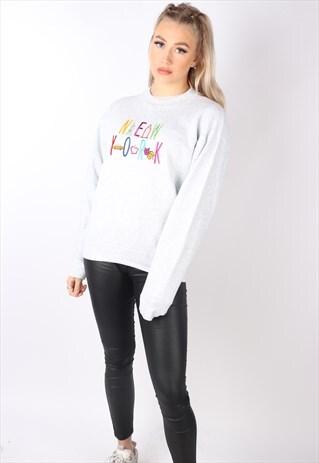VINTAGE NEW YORK SWEATSHIRT JUMPER SPELLOUT RETRO USA S 8