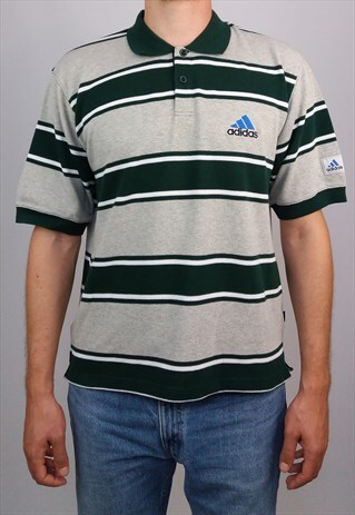 VINTAGE 90'S ADIDAS STRIPED POLO SHIRT / T-SHIRT