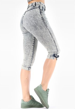 VINTAGE ACID WASH TAPERED MOM JEANS