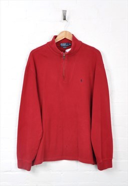 Vintage Ralph Lauren 1/4 Zip Sweater Red XXL CV1780