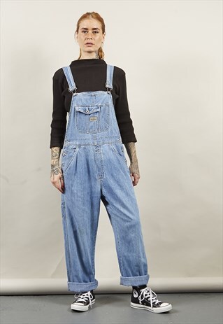 VINTAGE 90'S OLD NAVY OVERALLS MID WASH DUNGAREES