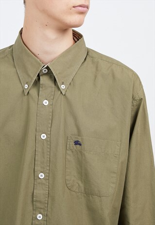 VINTAGE GREEN BURBERRY LONG SLEEVE SHIRT