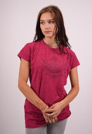 VINTAGE HARD ROCK CAFE MALTA T-SHIRT TOP PINK