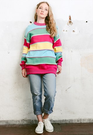 VINTAGE 80S BLOCK STRIPE JUMPER