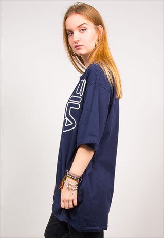 FILA VINTAGE 90'S NAVY BLUE OVERSIZED SPORTS T-SHIRT