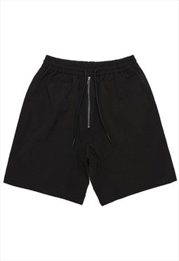 Utility shorts cropped drop crotch skater pants in black