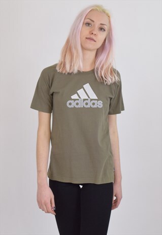 VINTAGE 90S OLIVE GREEN ADIDAS CREW NECK T SHIRT
